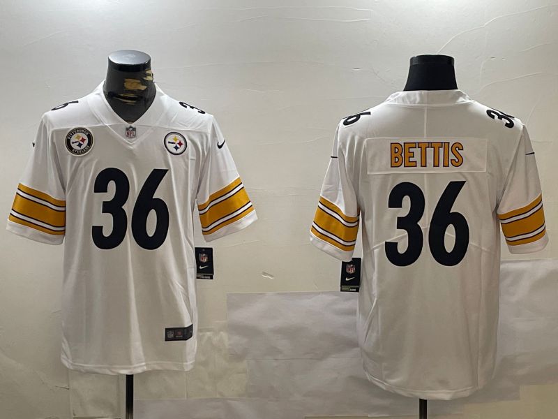 Men Pittsburgh Steelers #36 Bettis White 2024 Nike Limited NFL Jersey style 1->pittsburgh steelers->NFL Jersey